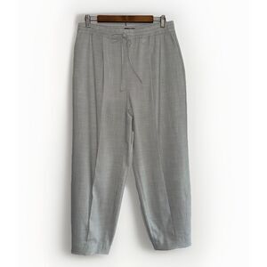 Express Womens Elastic Dress Pants High Rise Ankle Barrel Pleated Gray Trouser M